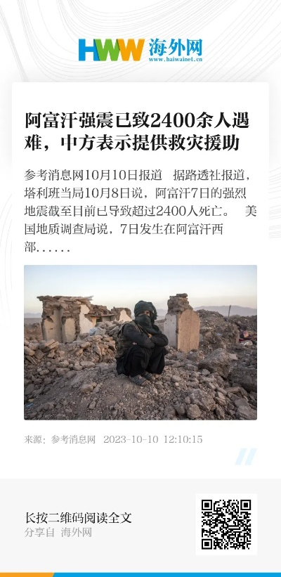 中方积极向阿富汗提供救灾援助支持