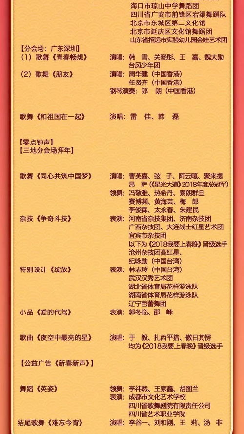 中央春晚节目单，文化盛宴的璀璨呈现与美好展望